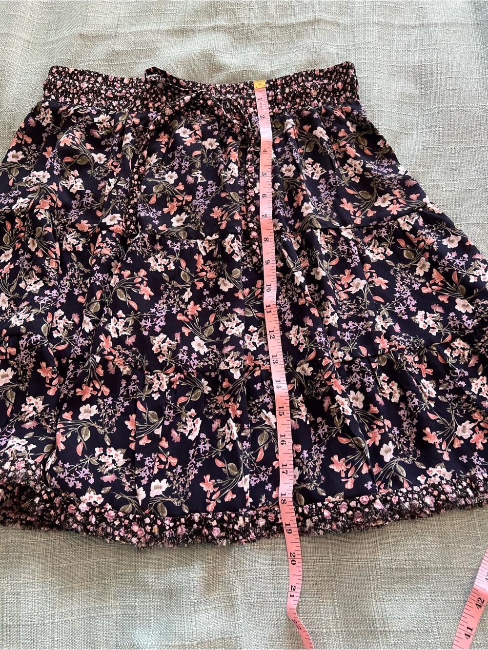 Umgee Floral Mini Skirt Purple with Pink & White Ruffles Size Medium - Picture 7 of 7